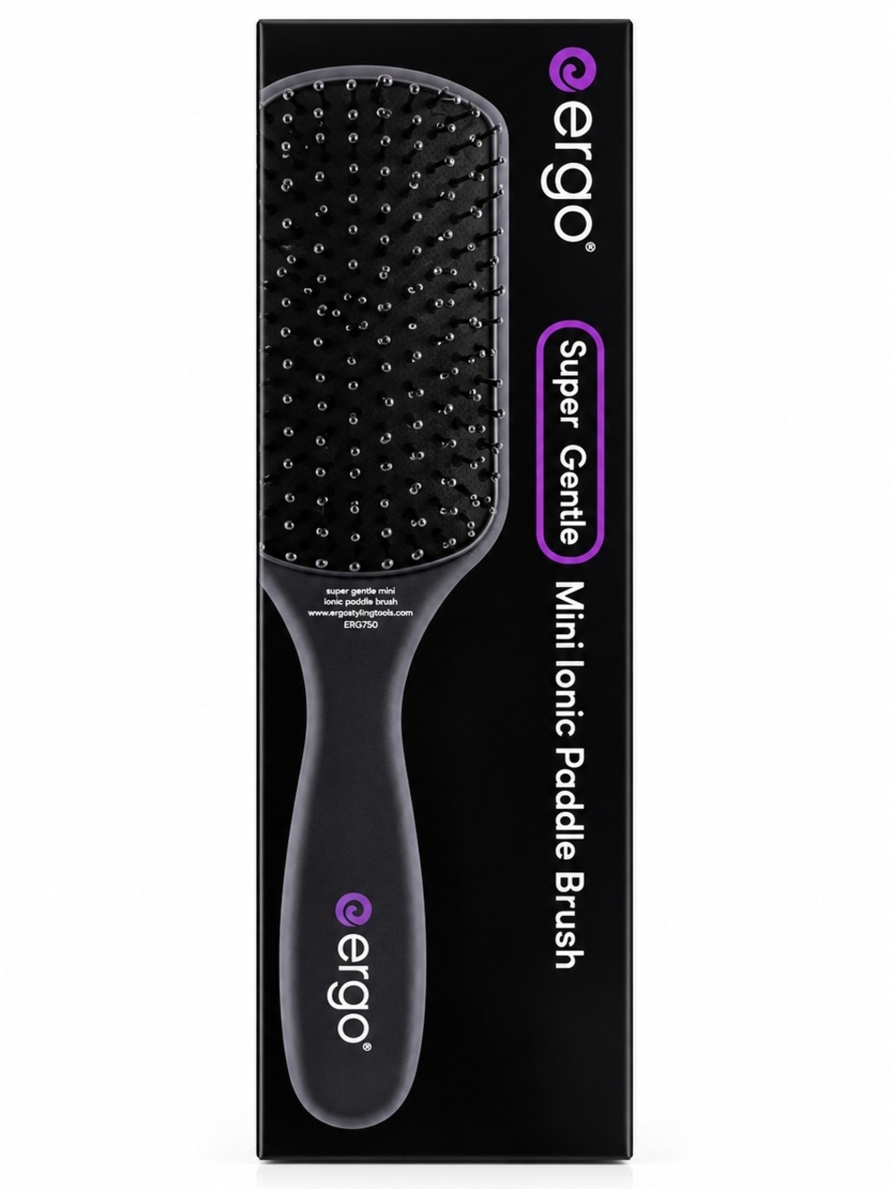 Ergo Black Super Gentle Mini Ionic Paddle Brush